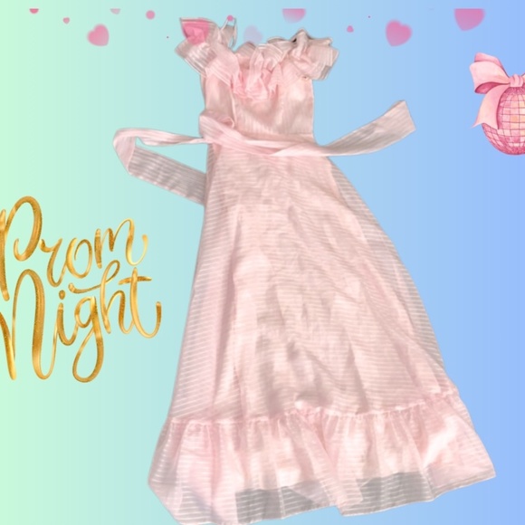 VINTAGE 80s Roberta Soft Pink PROM GOWN DRESS WOMENS SMALL - Picture 1 of 4